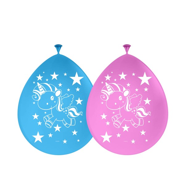 Einhorn Ballons Luftballons Blau und Rosa 8 Stück