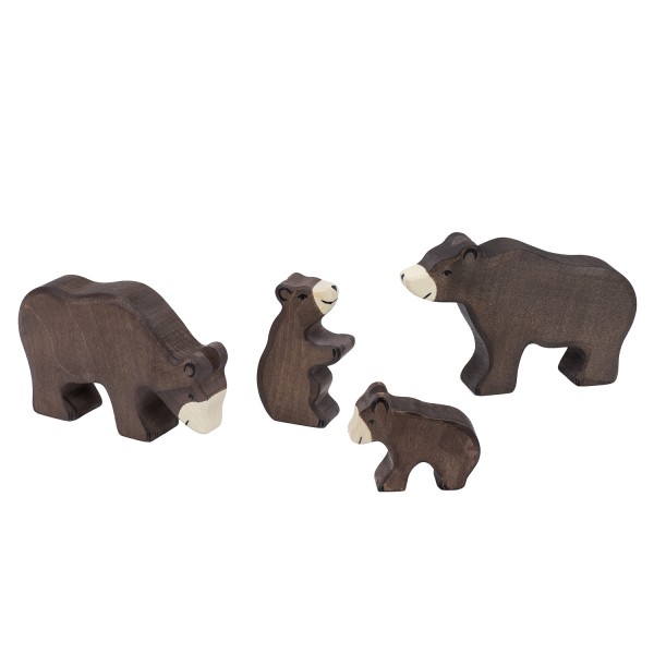 Holztiger Bären Set mit 4 Holzfiguren