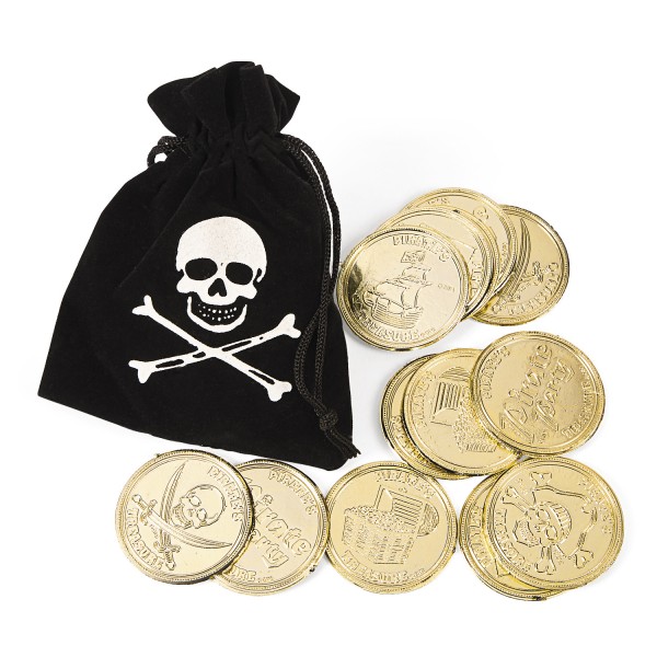 Piraten Goldsack mit Goldstücken Goldbeutel 3 Stück