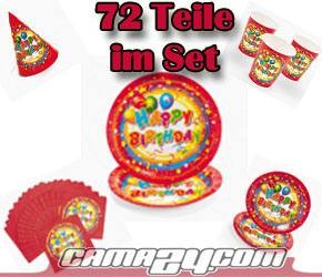 Party-Set Happy Birthday mit 72 Teilen