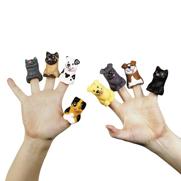 Fingerpuppen Hund und Katze 8 Stück