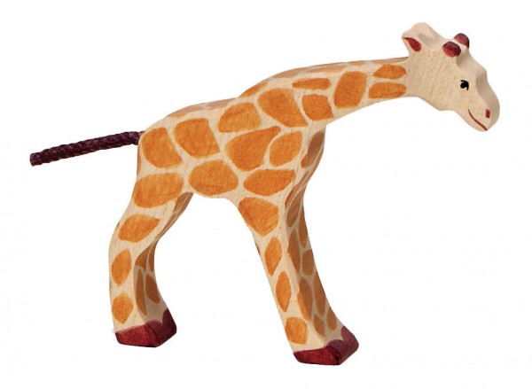 Giraffe klein trinkend Safari Holzfigur Holzspielzeug von Holztiger