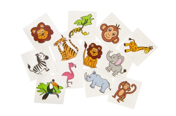 Safari wilde Tiere Kinder-Tattoos 36 Stück