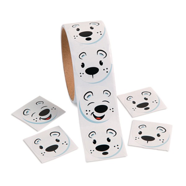 Lustige Eisbären Gesichter Aufkleber Sticker 100 Stück