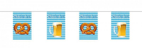 Oktoberfest Wimpelkette Girlande mit Bayrischer Raute, Bier und Bretzel