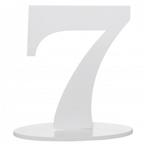 XXL Tischdeko Tisch-Zahl 7 aus Holz in Weiß Geburtstag 1 Stück