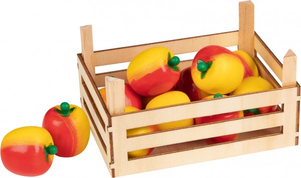 Holz-Äpfel Obstkiste Kaufmannsladen Marktstand