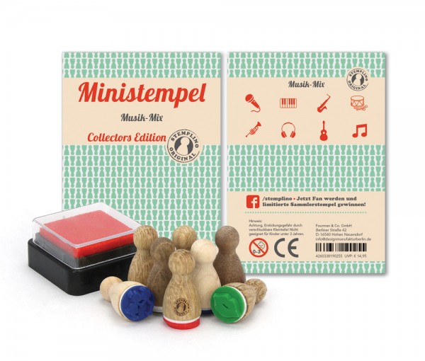 Holz-Stempel Musik Mix 8 Stück mini