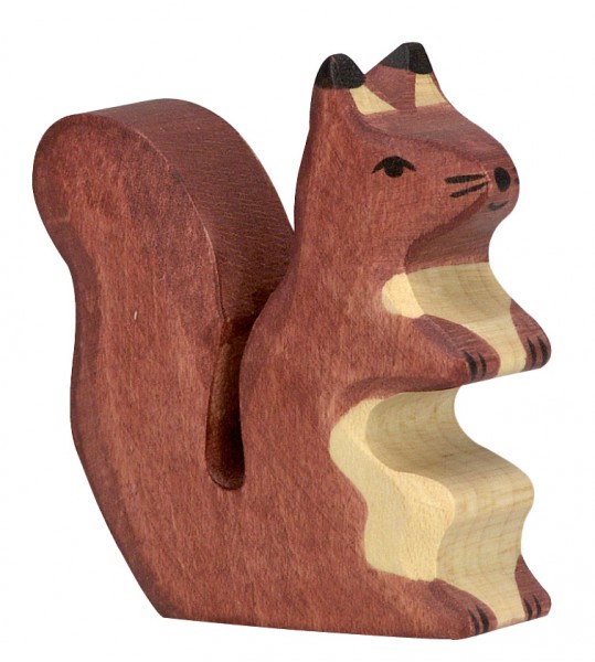 Holztiger Eichhörnchen braun Holzfigur