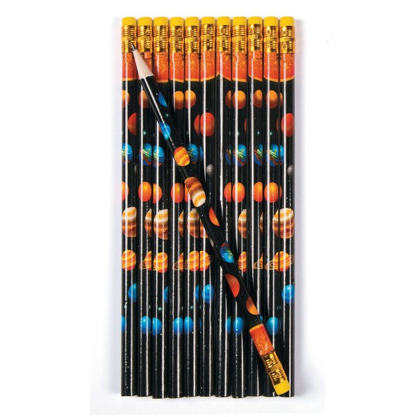 Weltraum Bleistift mit Radiergummi als Mitgebsel 12 Stück