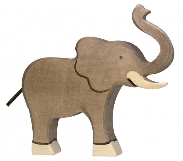 Holztiger Elefant groß Rüssel hoch